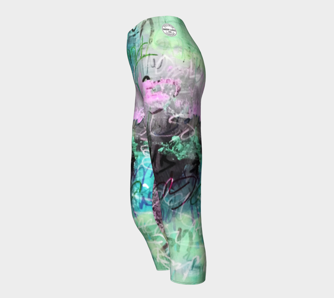 Graffiti Floral Teal Capris
