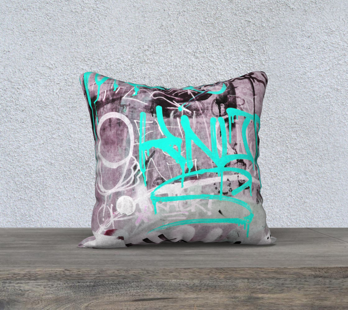 Graffiti Teal Cushion Cover 18"x18"