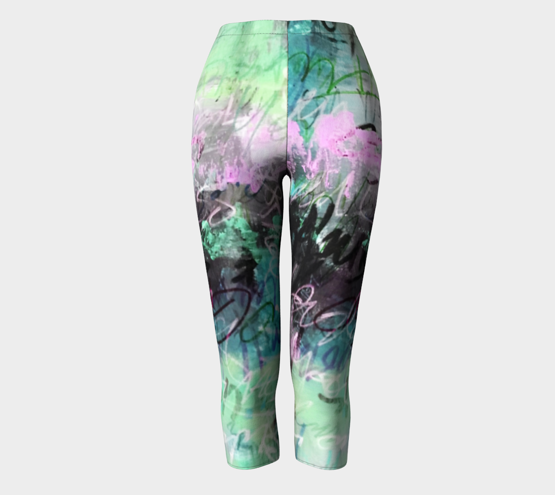 Graffiti Floral Teal Capris