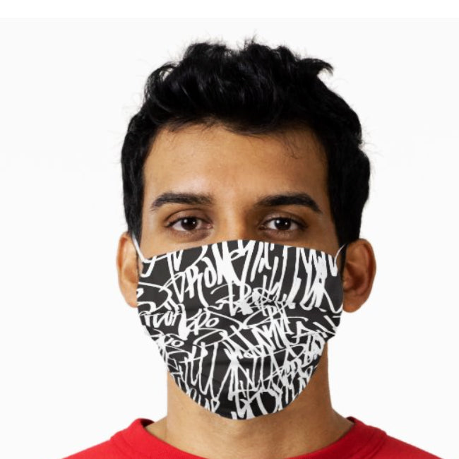 Graffiti Alley Black and White Face Mask