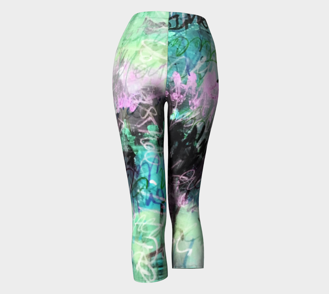 Graffiti Floral Teal Capris