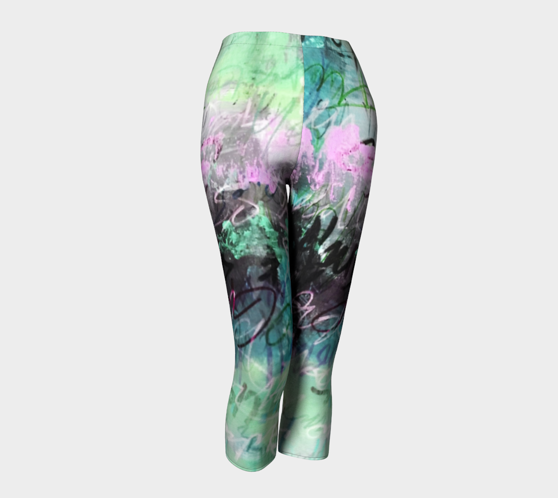 Graffiti Floral Teal Capris