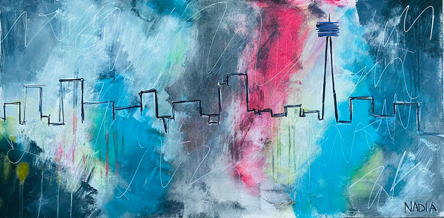 “RAINBOW CITY” (24" x 48" x 2”)