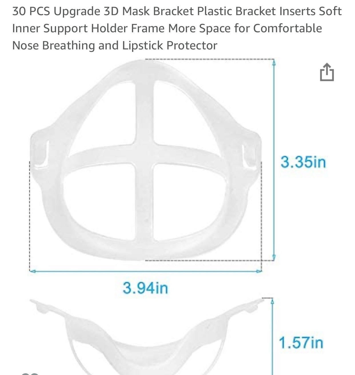 3D Reusable Mask Bracket Plastic Bracket - 3 Pack
