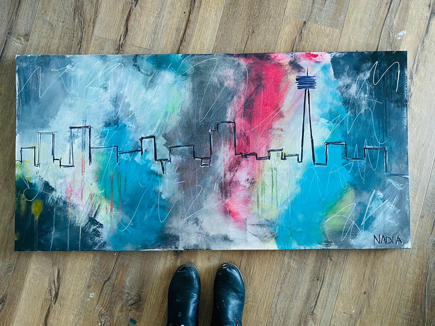 “RAINBOW CITY” (24" x 48" x 2”)