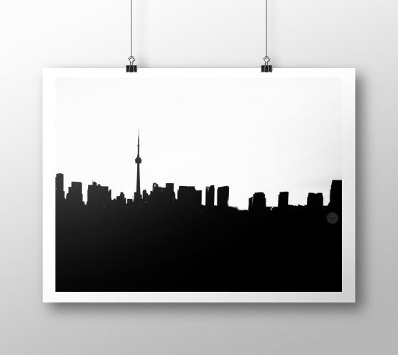 Toronto Skyline landscape White on Black
