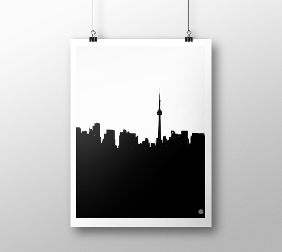 Toronto Skyline White on Black