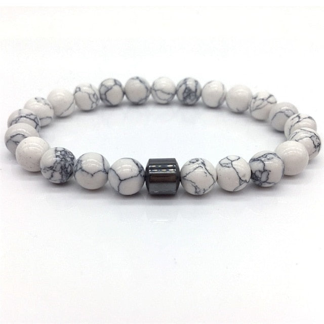 Men's Classic Natural-Stone Beaded Charm Bracelet