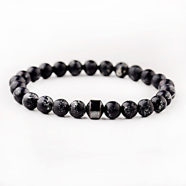 Men's Classic Natural-Stone Beaded Charm Bracelet