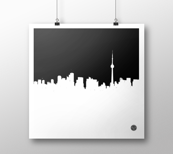 Toronto Skyline Print Black on white