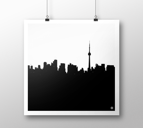 Toronto Skyline Print White on Black
