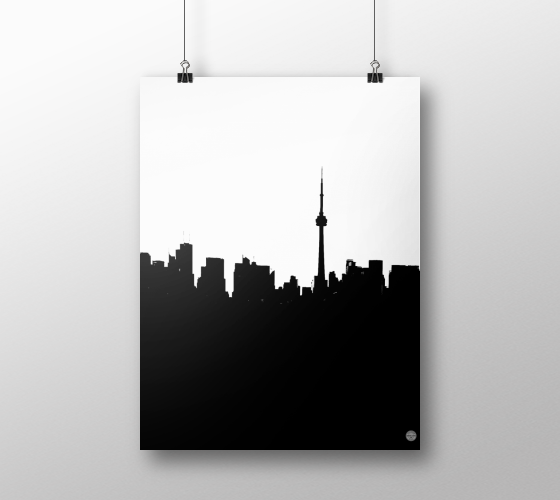 Toronto Skyline White on Black