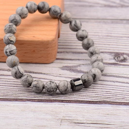 Men's Classic Natural-Stone Beaded Charm Bracelet