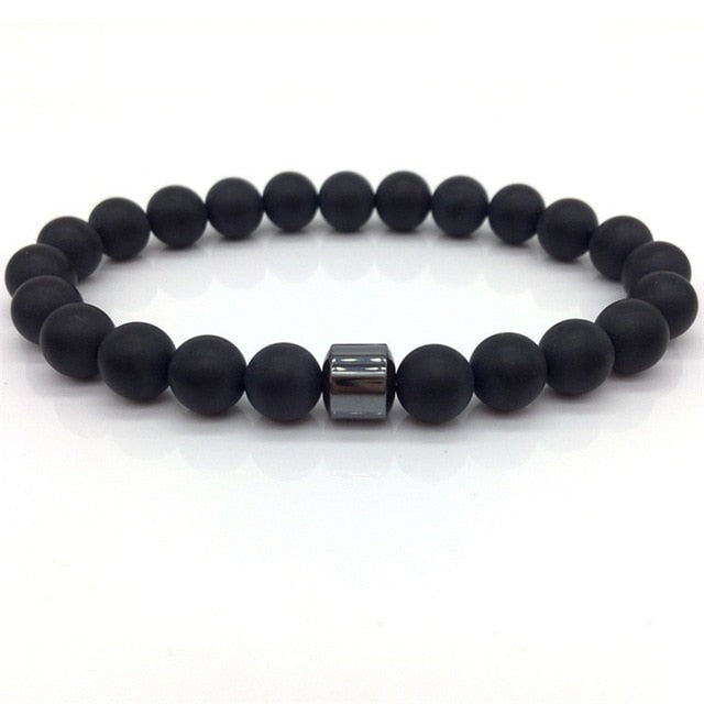 Men's Classic Natural-Stone Beaded Charm Bracelet