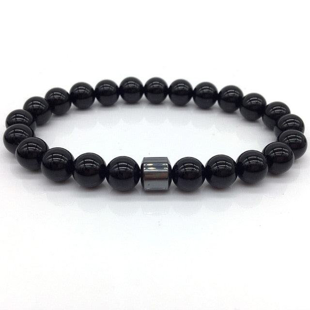 Men's Classic Natural-Stone Beaded Charm Bracelet