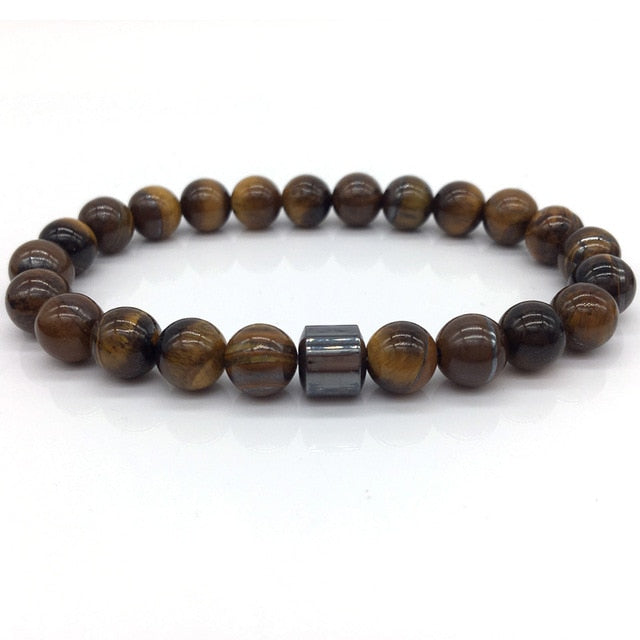 Men's Classic Natural-Stone Beaded Charm Bracelet