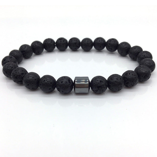 Men's Classic Natural-Stone Beaded Charm Bracelet