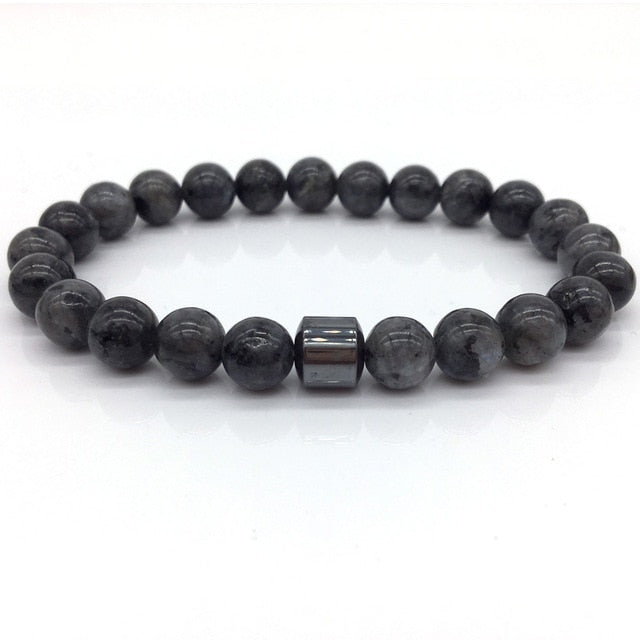 Men's Classic Natural-Stone Beaded Charm Bracelet