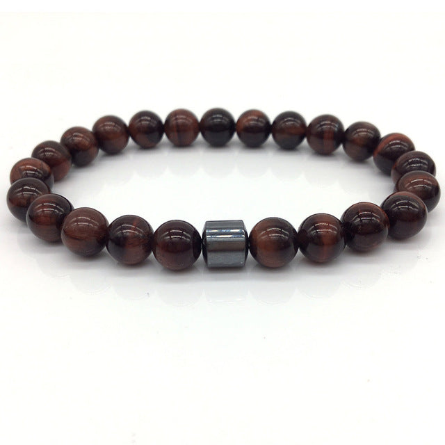 Men's Classic Natural-Stone Beaded Charm Bracelet