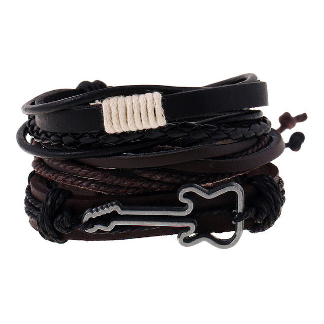 Men's Vintage Leather Handmade Feather Bracelets
