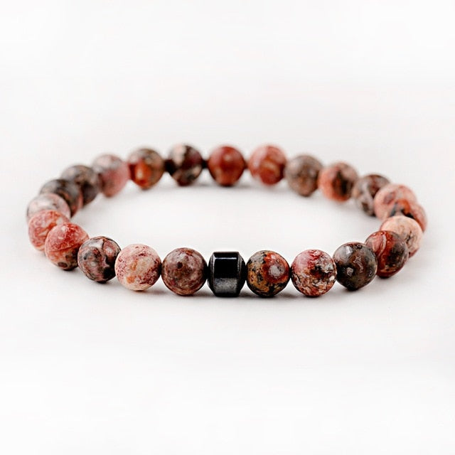 Men's Classic Natural-Stone Beaded Charm Bracelet