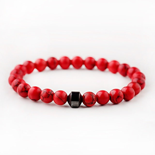 Men's Classic Natural-Stone Beaded Charm Bracelet