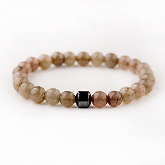 Men's Classic Natural-Stone Beaded Charm Bracelet