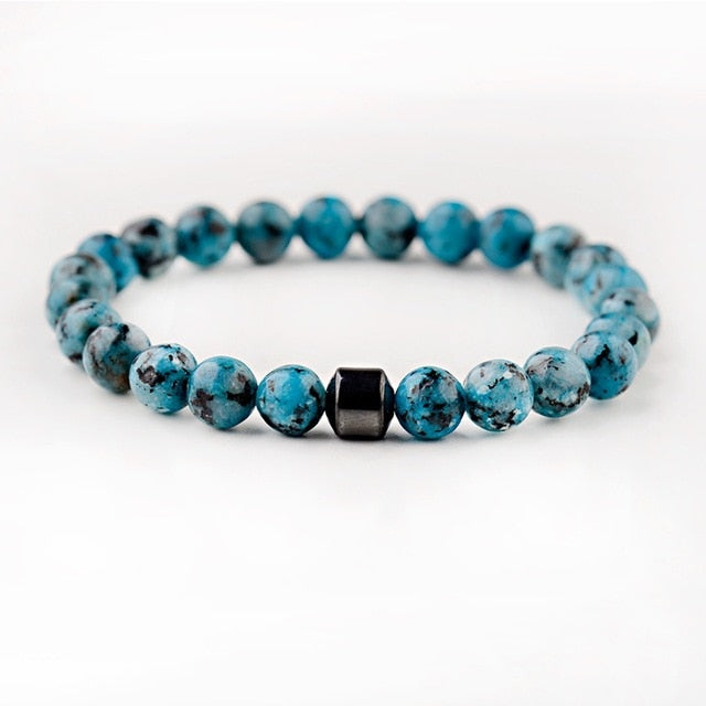 Men's Classic Natural-Stone Beaded Charm Bracelet