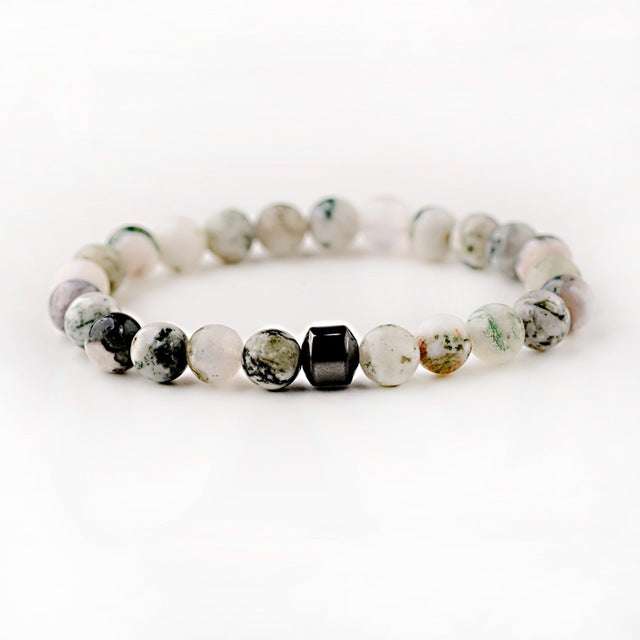 Men's Classic Natural-Stone Beaded Charm Bracelet