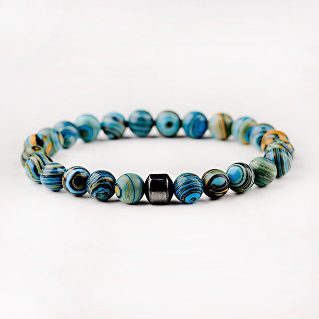 Men's Classic Natural-Stone Beaded Charm Bracelet