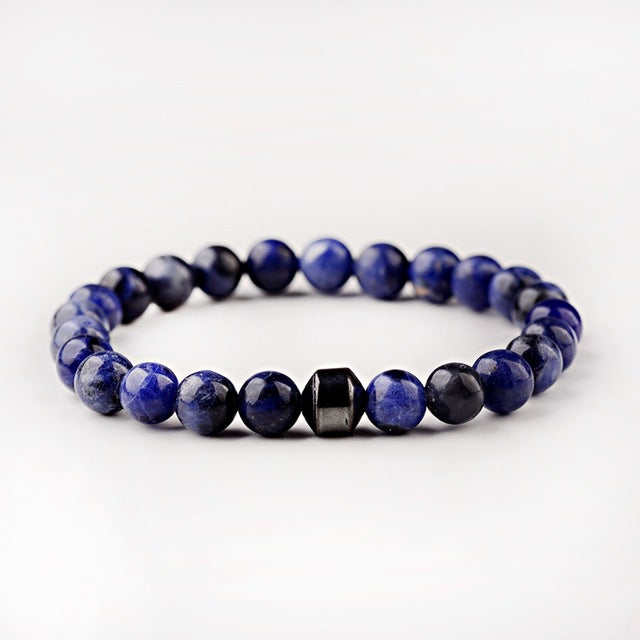 Men's Classic Natural-Stone Beaded Charm Bracelet