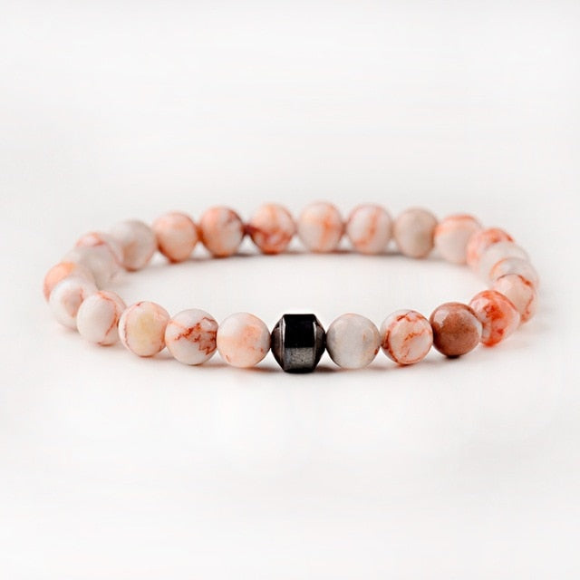 Men's Classic Natural-Stone Beaded Charm Bracelet